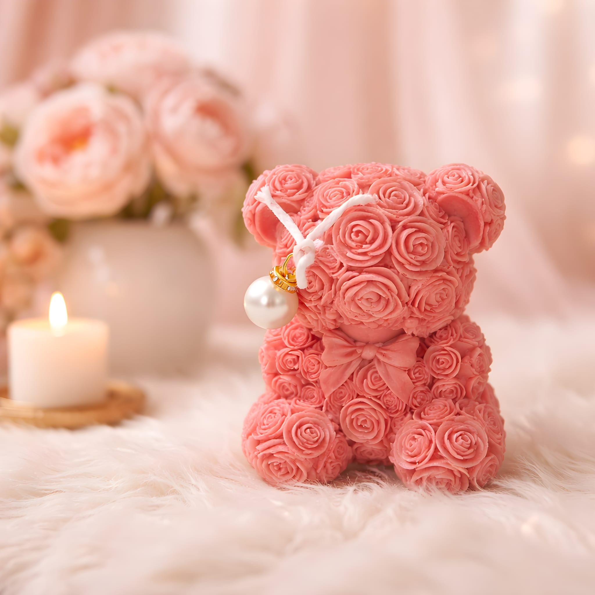 Rosy Bear Candle